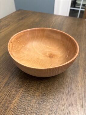 Handcrafted Wood Pear Bowl - Light Brown